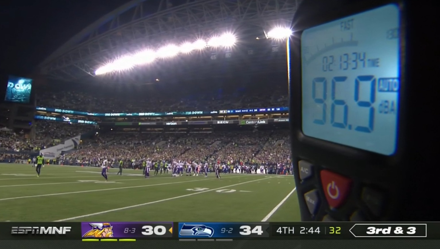 PHOTO CenturyLink Field Only Got To 97 Decibels For MNF Between Vikings And Seahawks