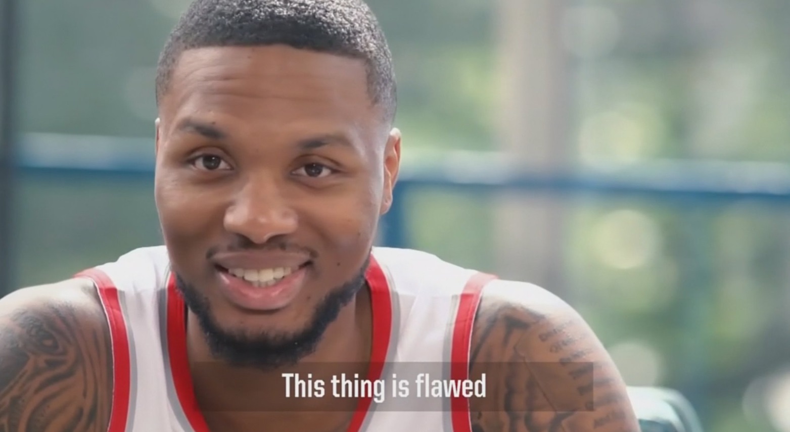 PHOTO Damian Lillard Fake Smiling With The Caption This Thing Is Flawed