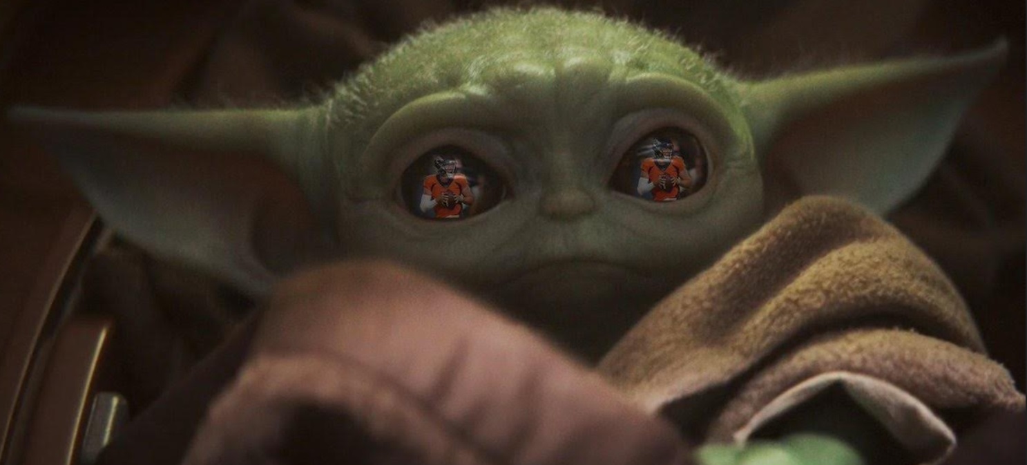 PHOTO Drew Lock Reflecting Off Baby Yoda's Eyes