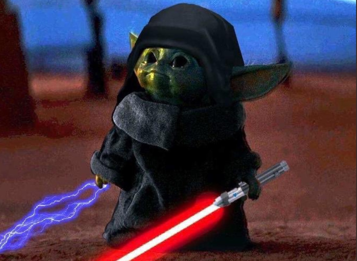 PHOTO Evil Baby Yoda With A Flamethrower