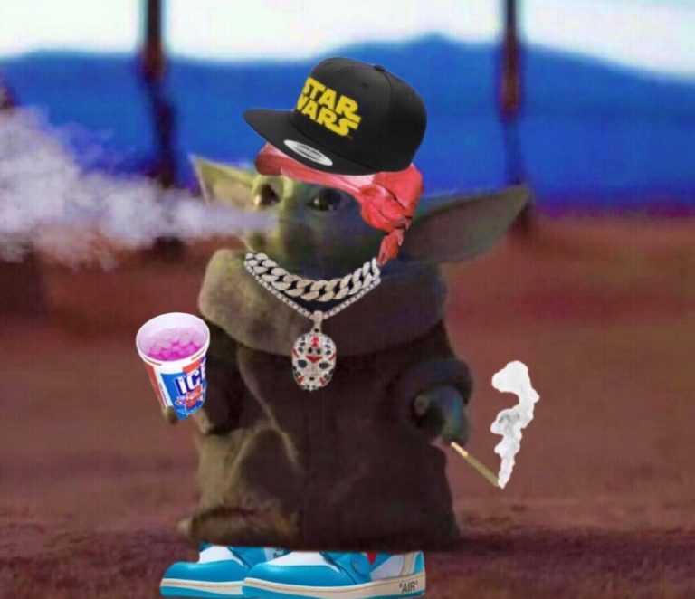 Photo Gangster Baby Yoda With An Icee