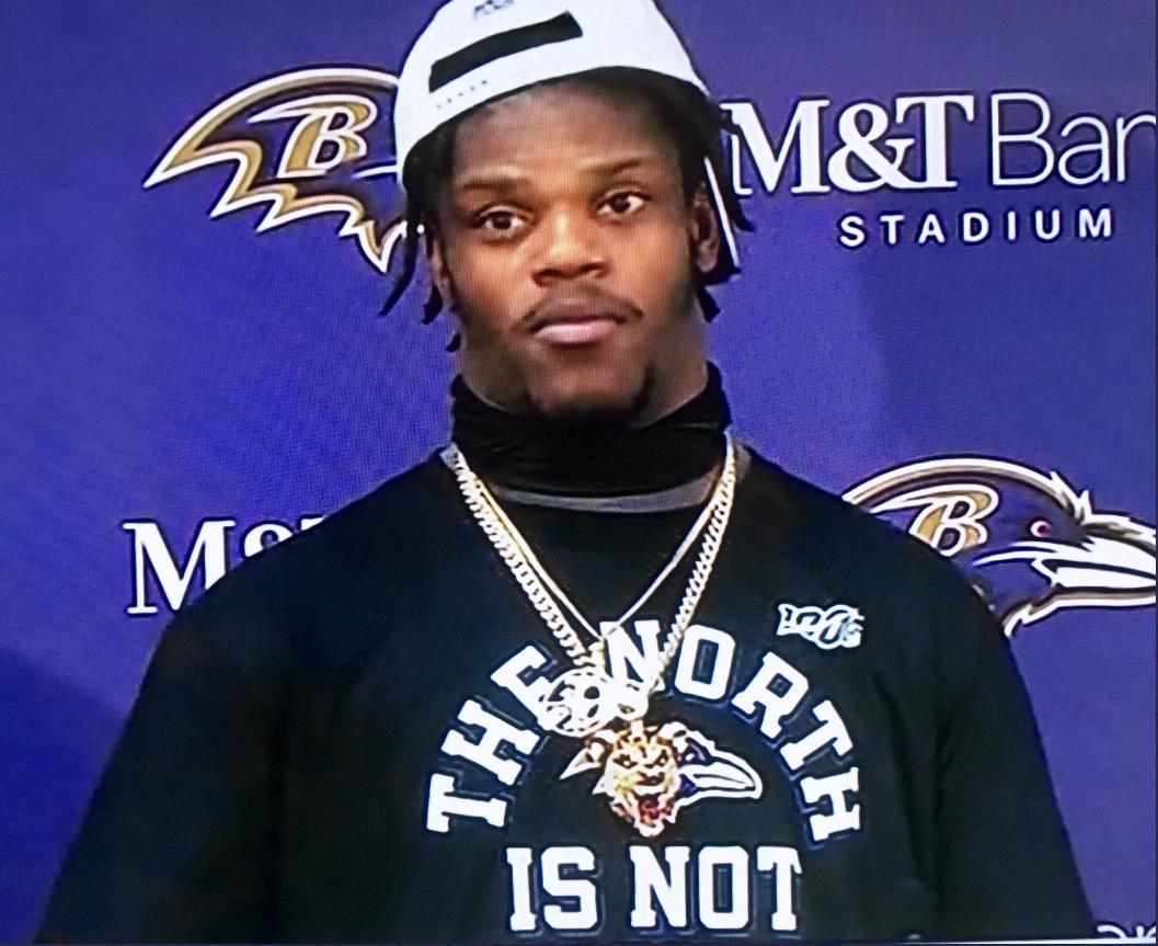 PHOTO Lamar Jackson Wearing Shirt That Says The North Is not And His Favorite 1980's Actor Is Clearly Mr T