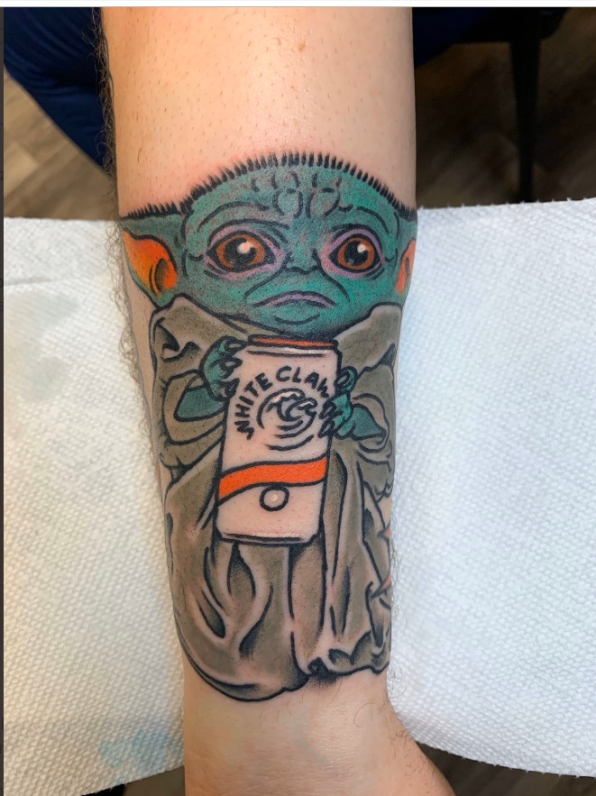 PHOTO Sad Baby Yoda Holding A White Claw Tattoo