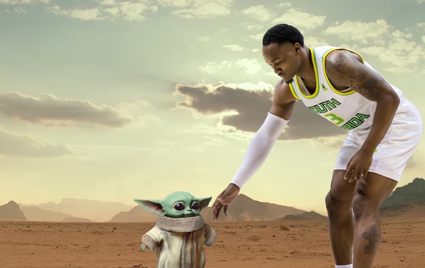 PHOTO South Florida Basketball Player Trying To Take Baby Yoda In His Wings