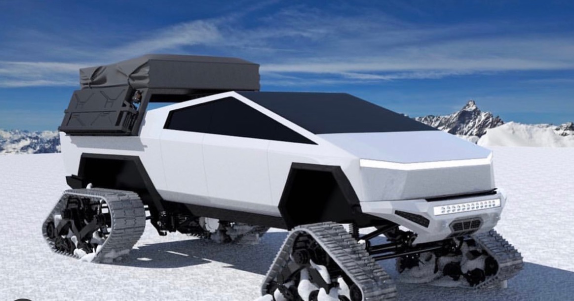 PHOTO Tesla Cybertruck Turned Into Electric Self Driving Snowmobile