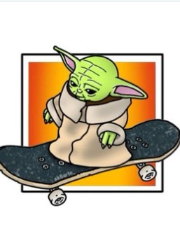 PHOTO Baby Yoda Balancing On A Skateboard