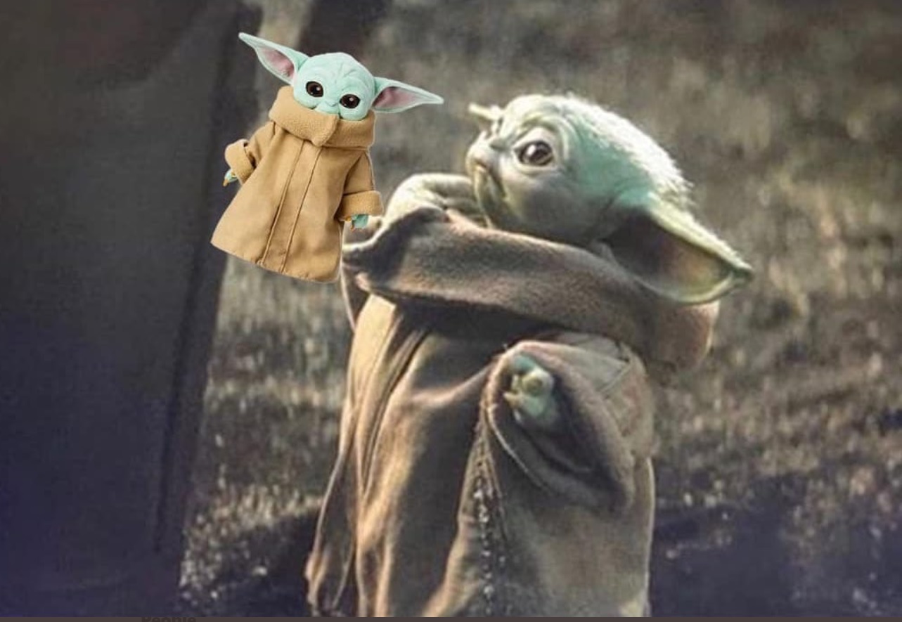 PHOTO Baby Yoda Holding A Mini Build-A-Bear Baby Yoda