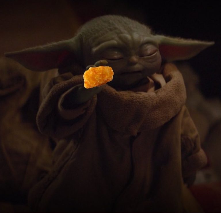 PHOTO Baby Yoda Holding Chicken Nugget With The Force