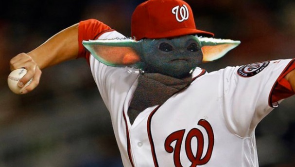PHOTO Baby Yoda's Face Put On The Face Of A Washington Nationals Player
