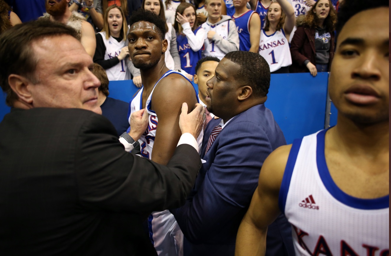 PHOTO Bill Self's Priceless Expression Trying To Get His Players To Stop Brawling