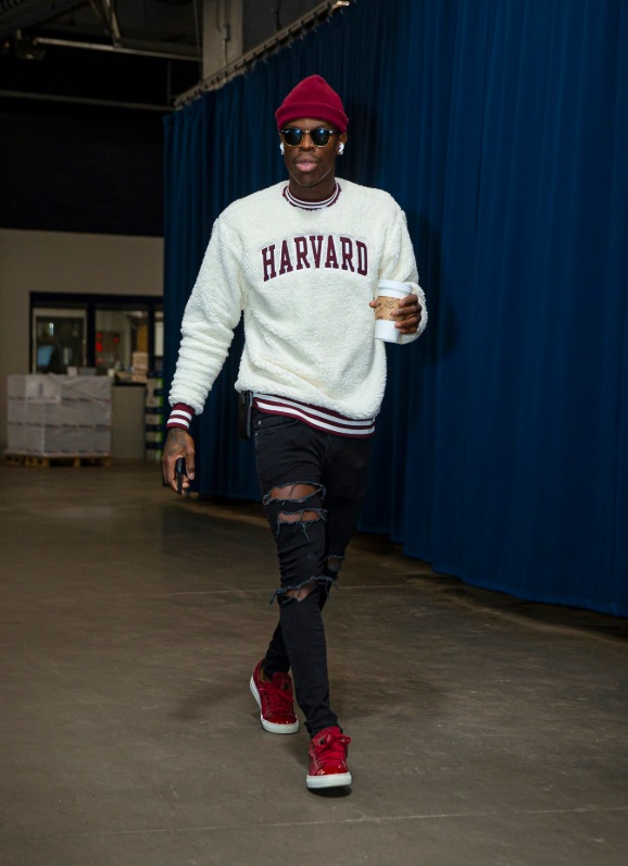 PHOTO Dennis Schroder Wearing Harvard Sweater