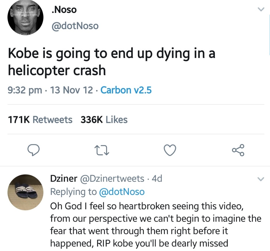 PHOTO Dude On Internet Predicted Kobe Would Die In Helicopter Crash In 2013