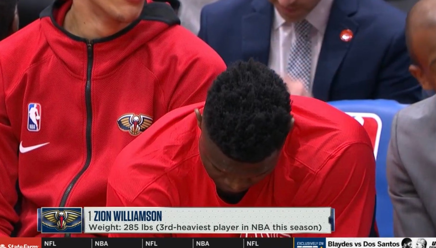 PHOTO ESPN Posts Zion Williamson Weight On National Telecast Like It's A Stat