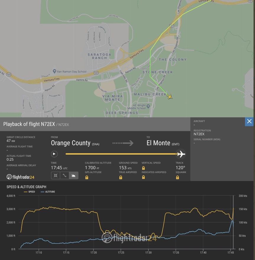 PHOTO Flight Tracker Data For Today's Flight For Kobe's Helicopter It Was Headed To El Monte