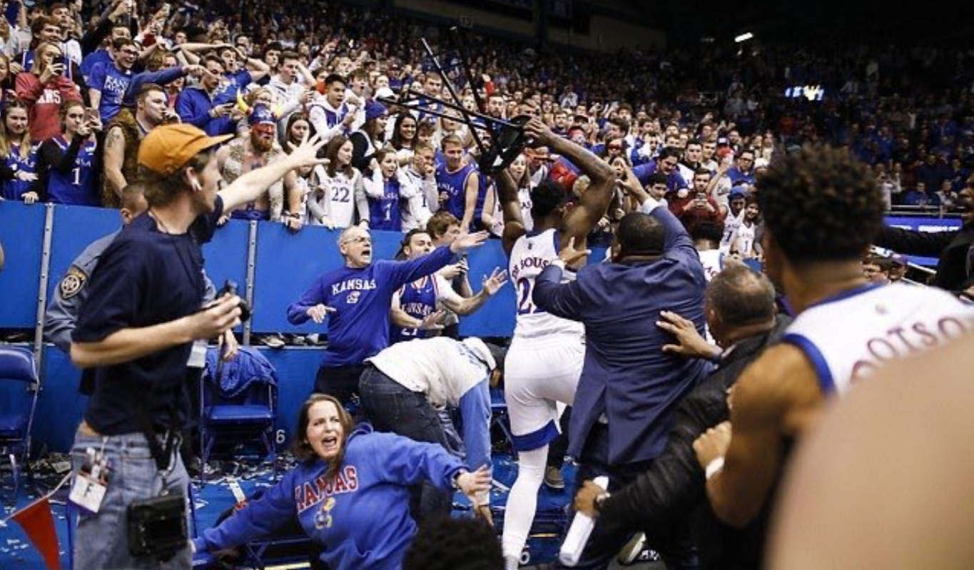 PHOTO Silvio De Sousa Chucks Chair At Kansas State Player On The Ground