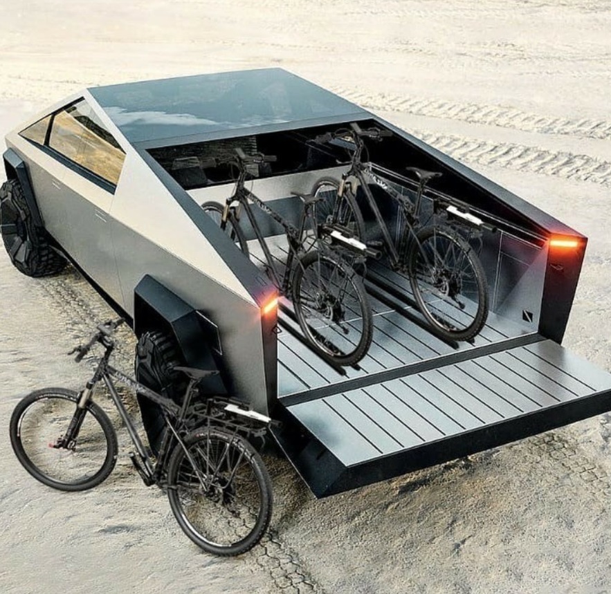 PHOTO Two Bicyles Fit In Back Of Cybertruck Trunk With Room To Spare