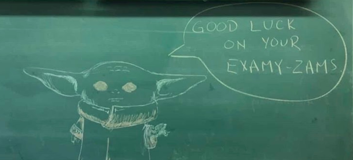 PHOTO Baby Yoda Drawn On The Chalkboard