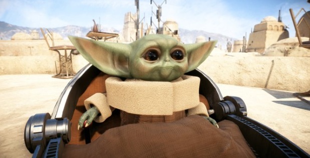 PHOTO Baby Yoda Traveling Around In The City In Star Wars Battlefront 2