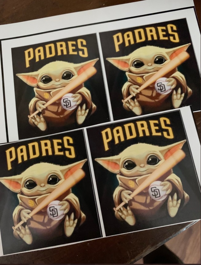 PHOTO Baby Yoda With A Baseball Bat And San Diego Padres Baseball