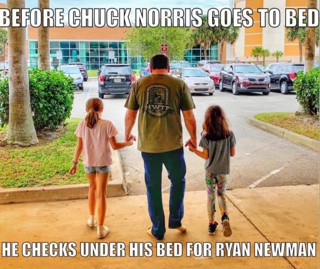 PHOTO Before He Goes To Bed Chuck Norris Checks For Ryan Newman Meme