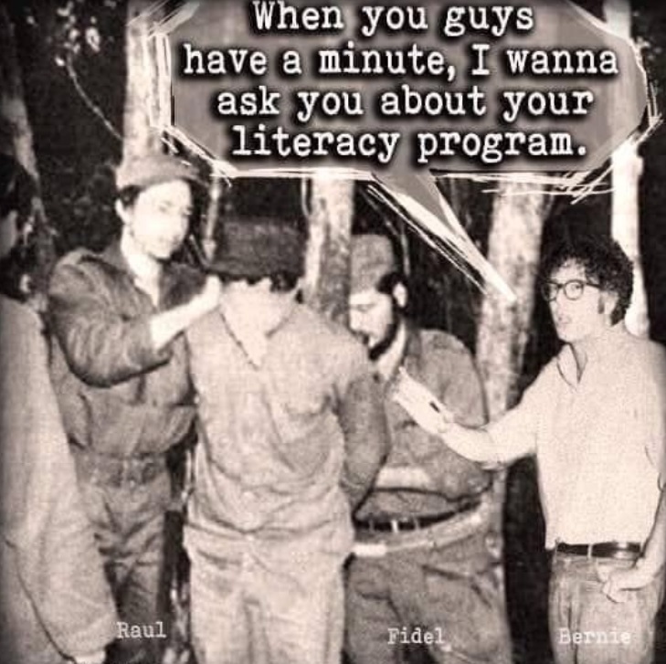 PHOTO Bernie Sanders Asking Fidel Castro About His Literacy Program