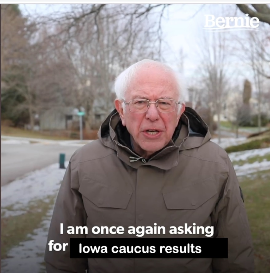 PHOTO Bernie Sanders Waiting Out In The Cold For The Iowa Caucus Results