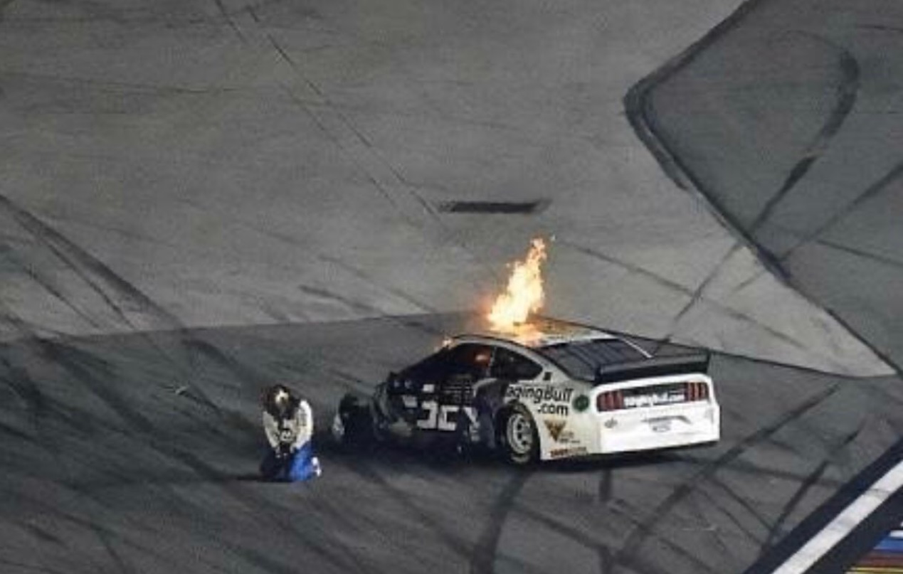 PHOTO Corey Lajoie On His Knees After Hitting Ryan Newman At Daytona 500