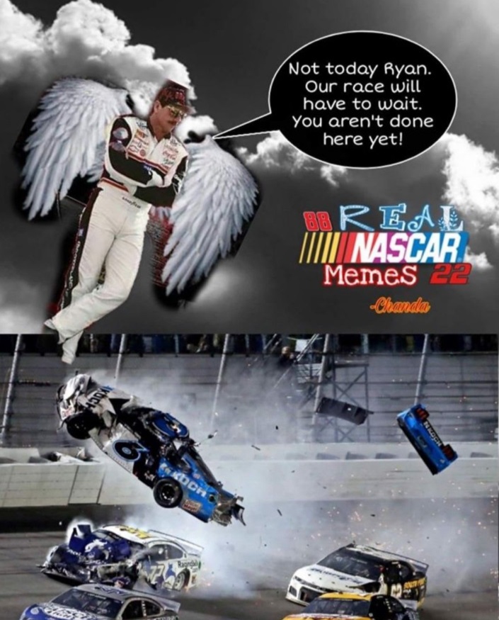 PHOTO Dale Earnhardt With Angel Wings Protecting Ryan Newman Meme