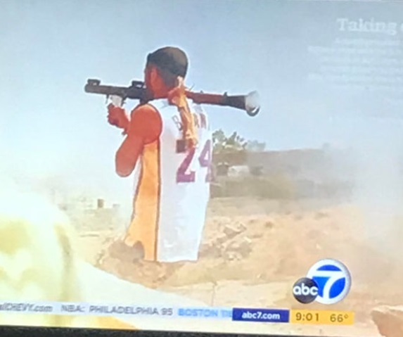 PHOTO Dude In Israel With A Rocket Wearing A Kobe Bryant Jersey