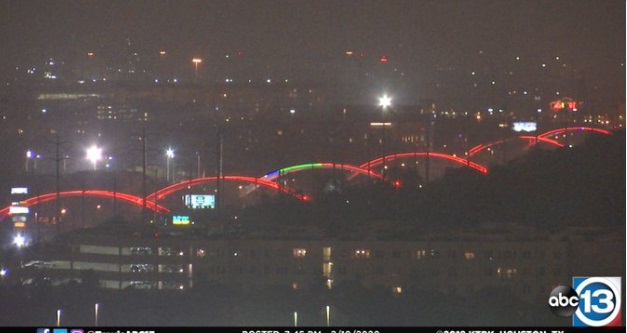 PHOTO Houston's Montrose Bridges Lit Up Red For John Altobelli