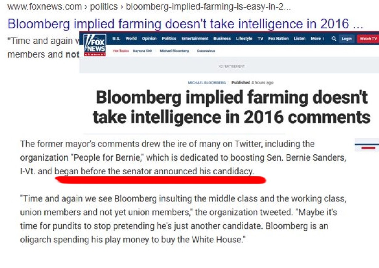 PHOTO Michael Bloomberg Called Farmers Dumb By Saying Farming Doesn't Take Intelligence To Do