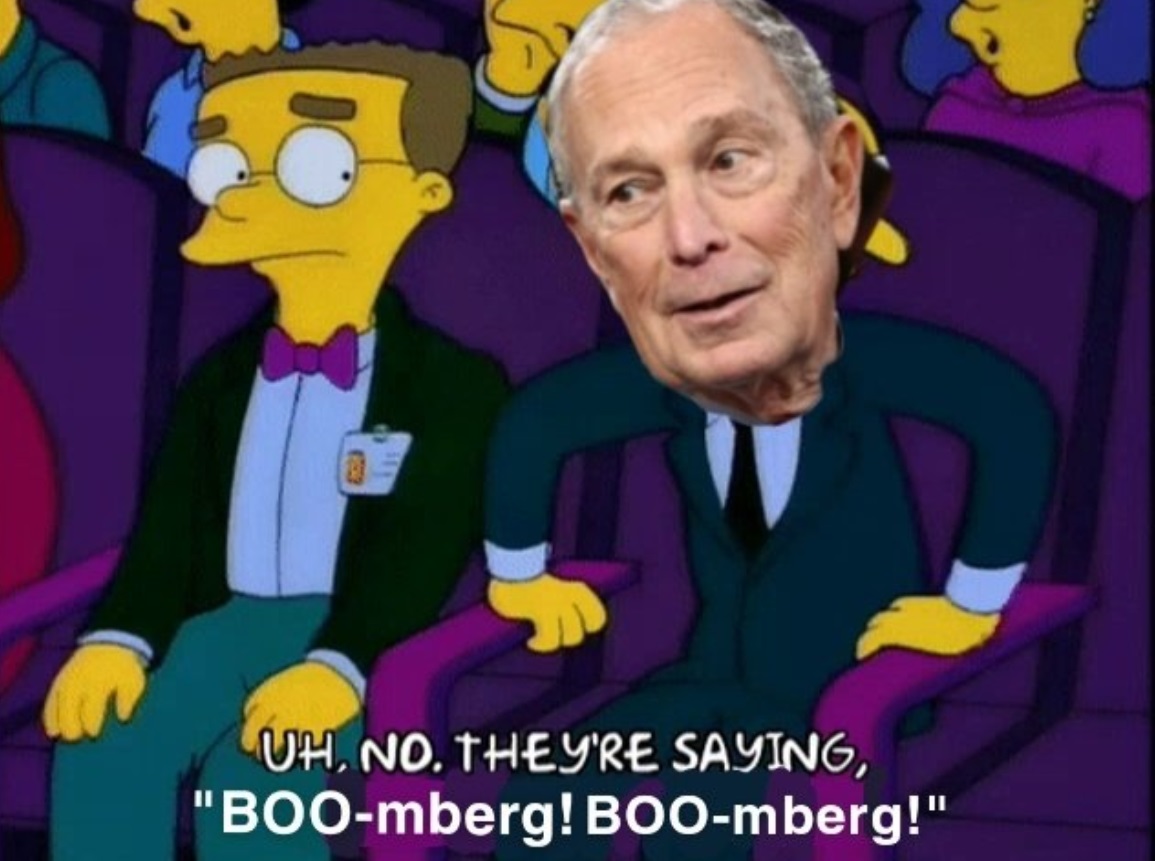 PHOTO Michael Bloomberg Sitting Next To Simpson's Character Uh No They're Saying Boo-mberg Boo-mberg Meme