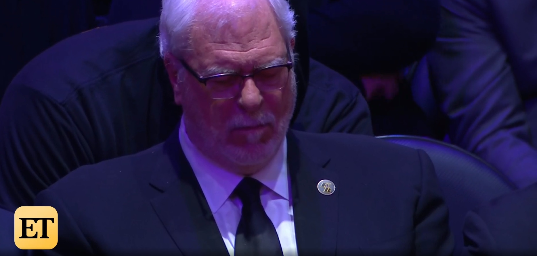 PHOTO Phil Jackson Closing His Eyes During Entire Kobe Memorial Service