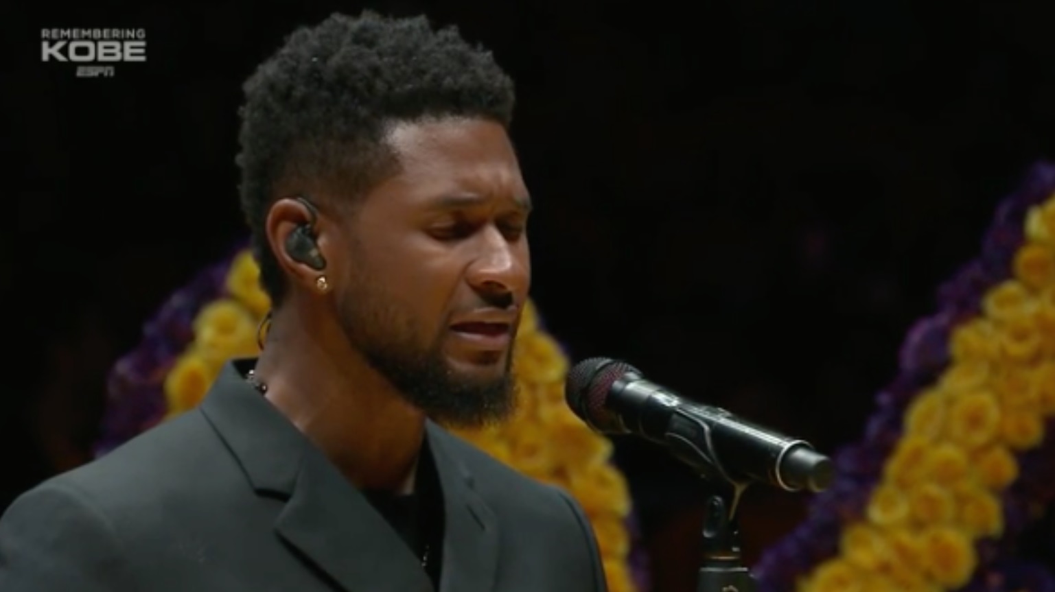 PHOTO Usher Sweating As He Sings Amazing Grace To Honor Kobe Bryant