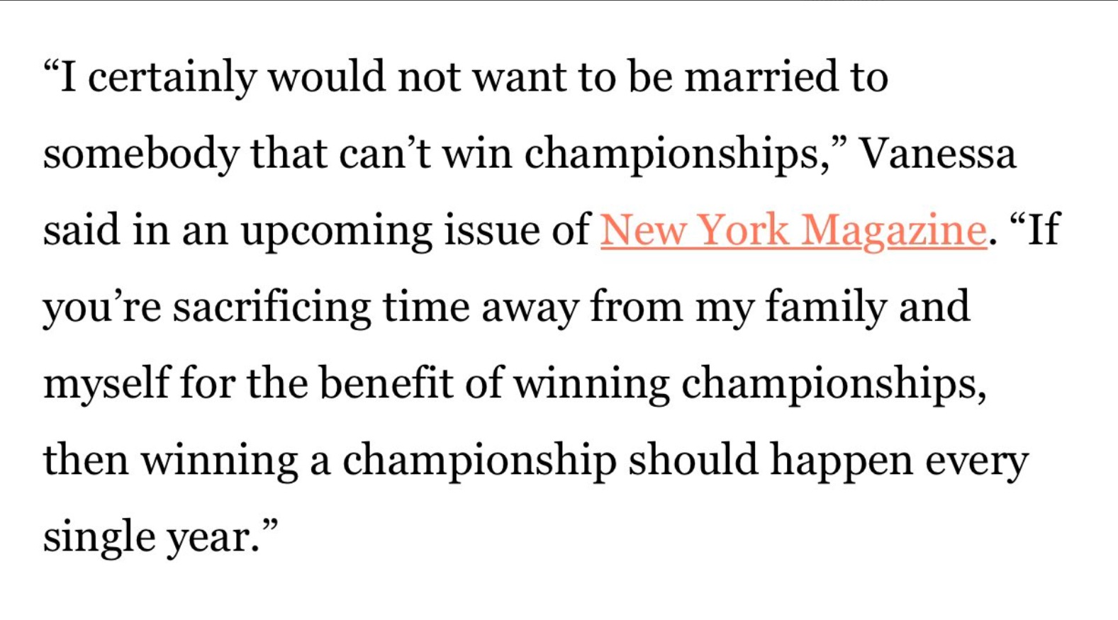 Vanessa Bryant Says She Would Never Marry Someone Who Couldn't Win Championships