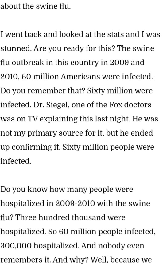 PHOTO 60 Million Had Swine Flu But No Media Panic Like Corona Virus