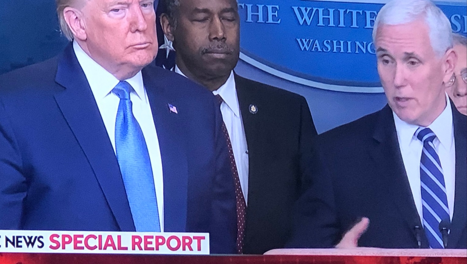 PHOTO Ben Carson Taking A Nap During Corona Virus Press Briefing