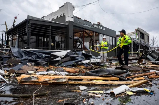 PHOTO Close Up Of Burger Up Damage From Nashville Tornado