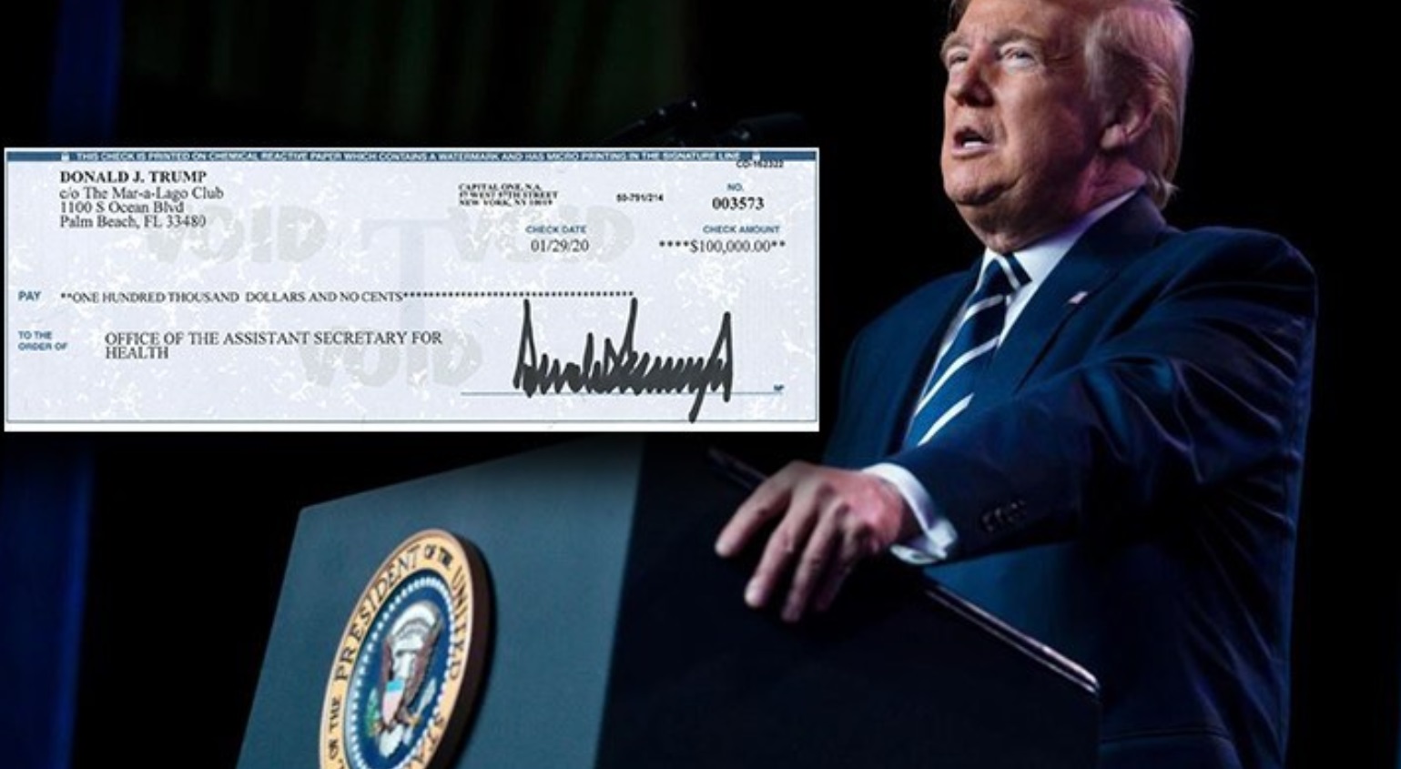 PHOTO Donald Trump Donates $100000 Of His Salary To Health And Human Services