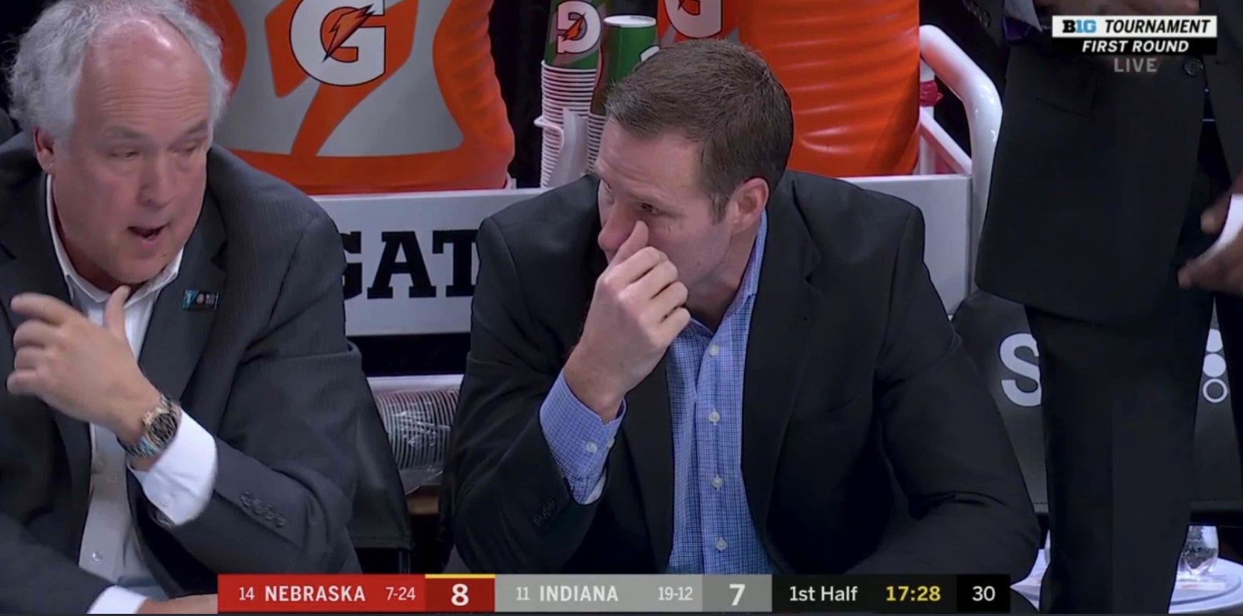 PHOTO Fred Hoiberg Couldn't Stop Touching His Face On Bench During Nebraska Indiana Game