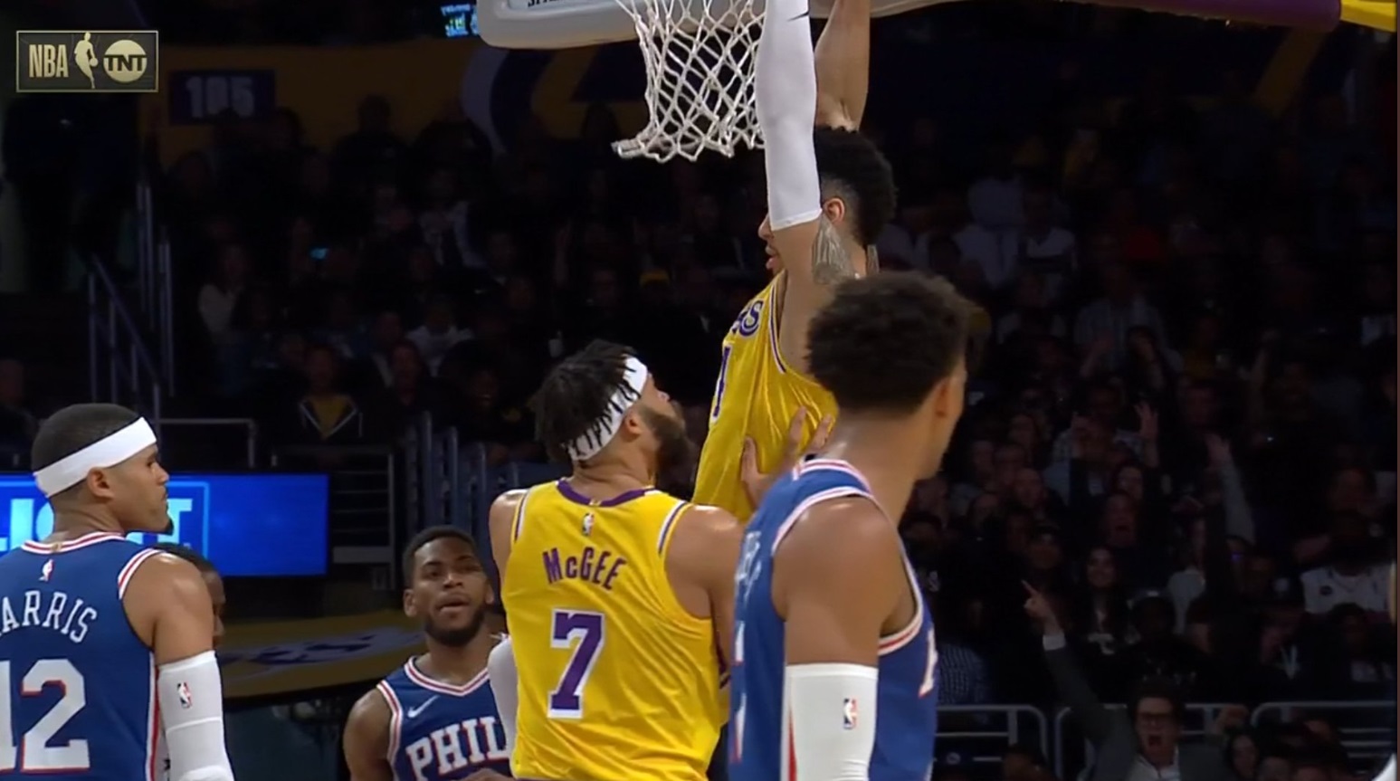 PHOTO JaVale McGee Grabbing Danny Green So He Doesn't Fall To Floor And Hurt Himself