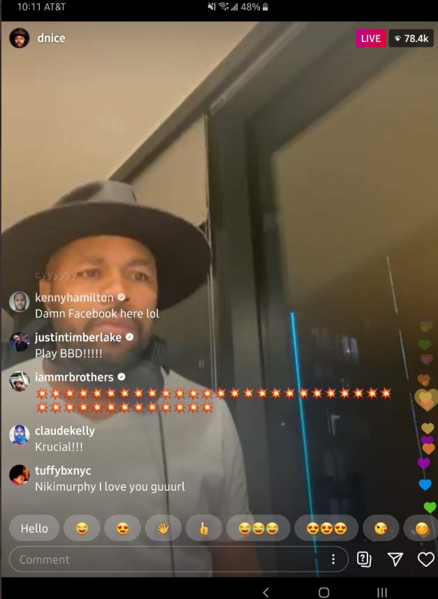 PHOTO Justin Timberlake Asing DJ Nice To Play BBD On Instagram Live Stream