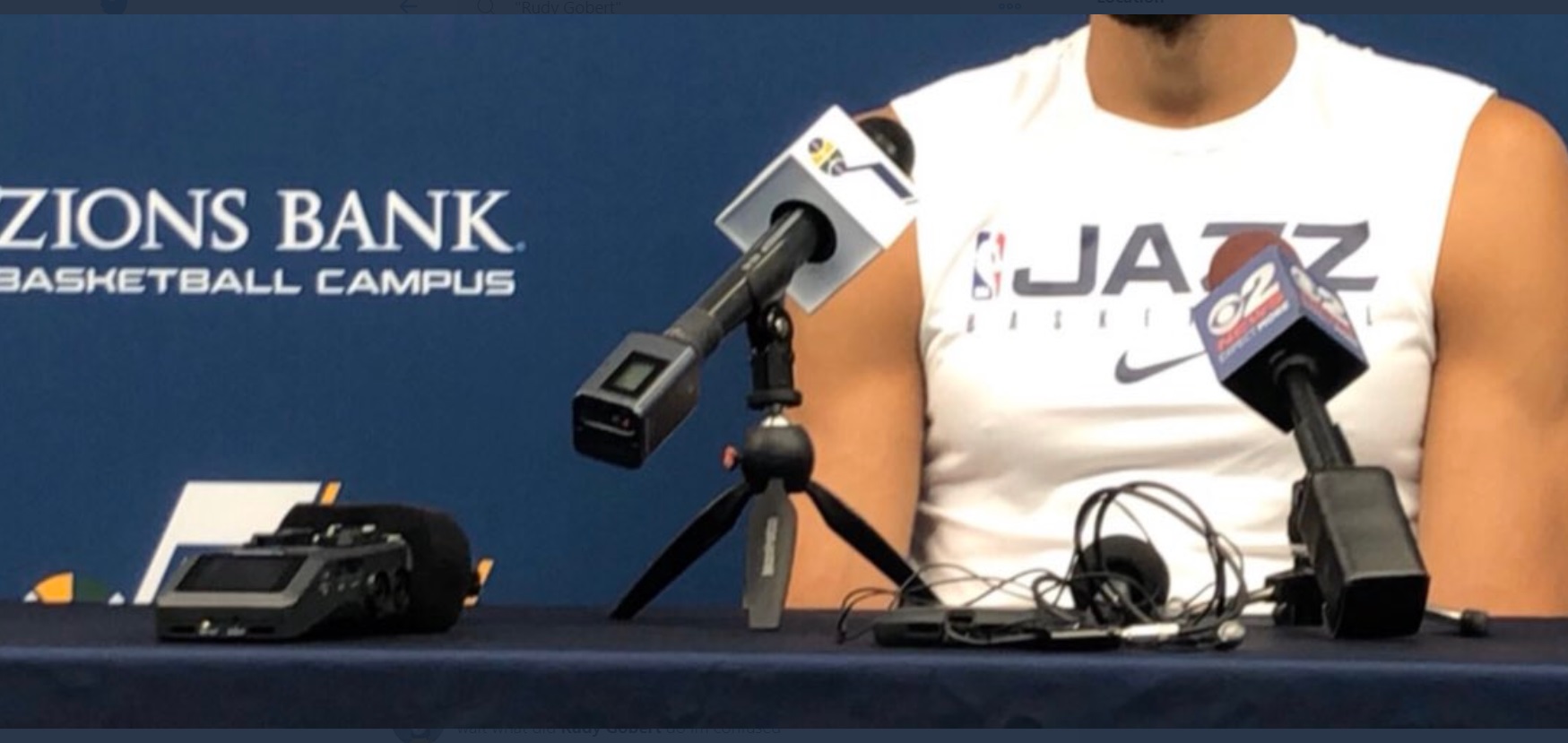 PHOTO Of Mic Rudy Gobert Touched Pre-Game Both Utah Jazz Mics That Travel With Team