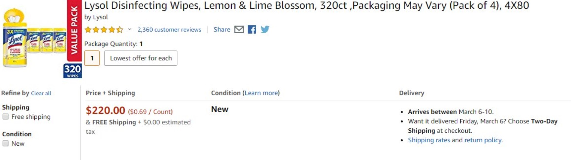 PHOTO Someone Is Reselling Lysol Wipes On Amazon For $220 Each