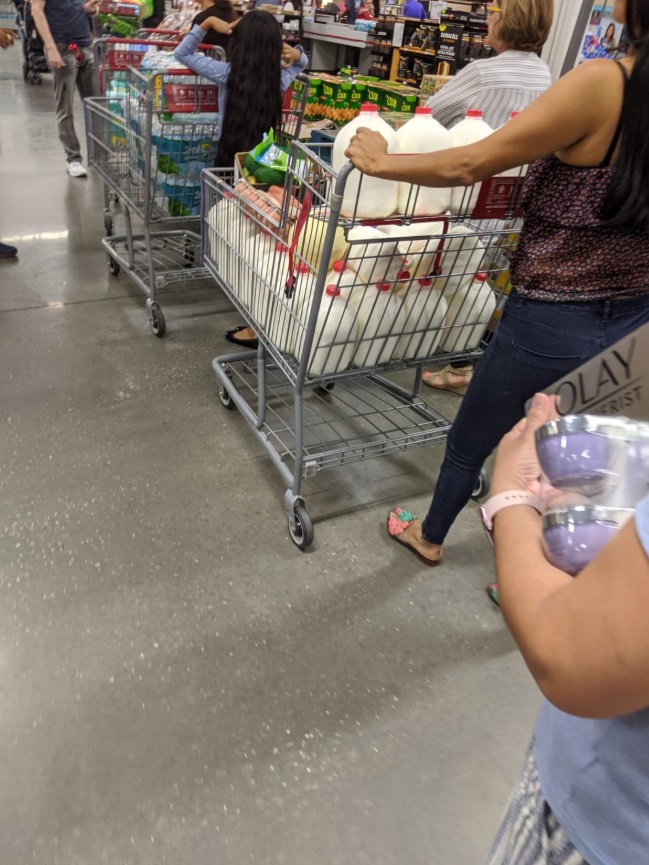 PHOTO Women Buys 30 Gallons Of Milk At Store For 1 Person Over Corona Virus Outbreak