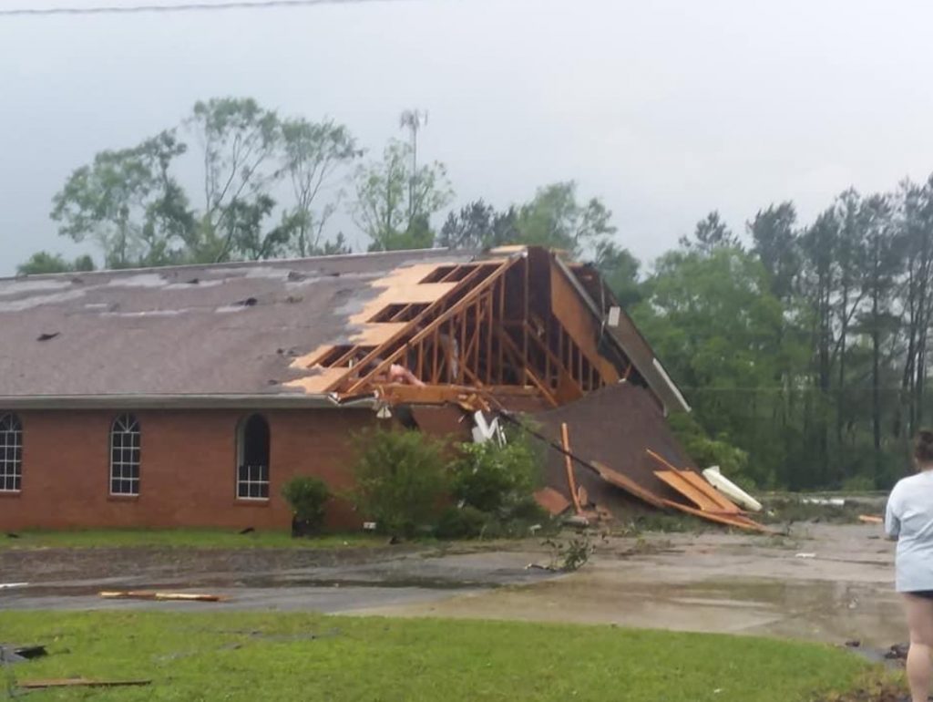 Close Up View Of Tornado Wiping Out Soso Baptist Church Near Laurel
