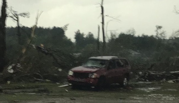 PHOTO A Darkened Laurel Mississippi After Tornado Churns Through