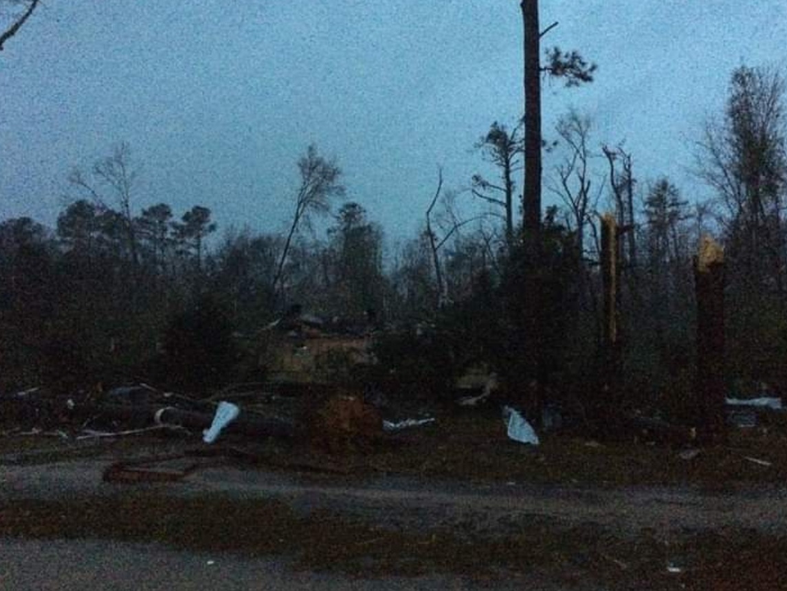 PHOTO Dark Eerie Skies Over Laurel Mississipi Trees Uprooted Looks Like Doomsday