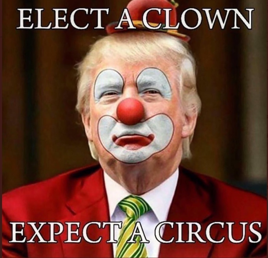 PHOTO Donald Trump With Perfect Clown Face Elect A Clown Expect A Circus Meme