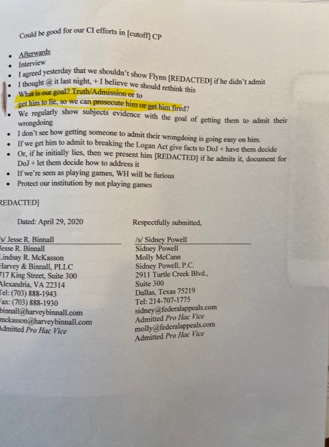 PHOTO FBI Document States They Wanted General Flynn Fired